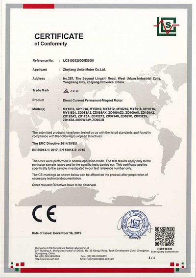 Certificat CE EMC 
